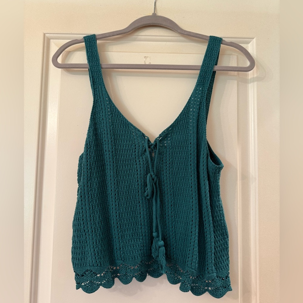 Old Navy Teal Crochet Tank Top